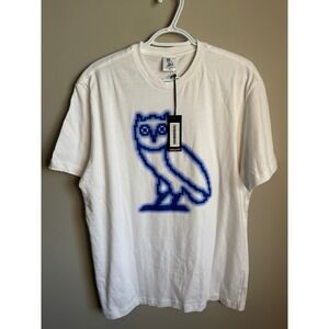 OVO Mens White Pixel Owl Graphic T-Shirt Size M Streetwear Casual Hypebeast